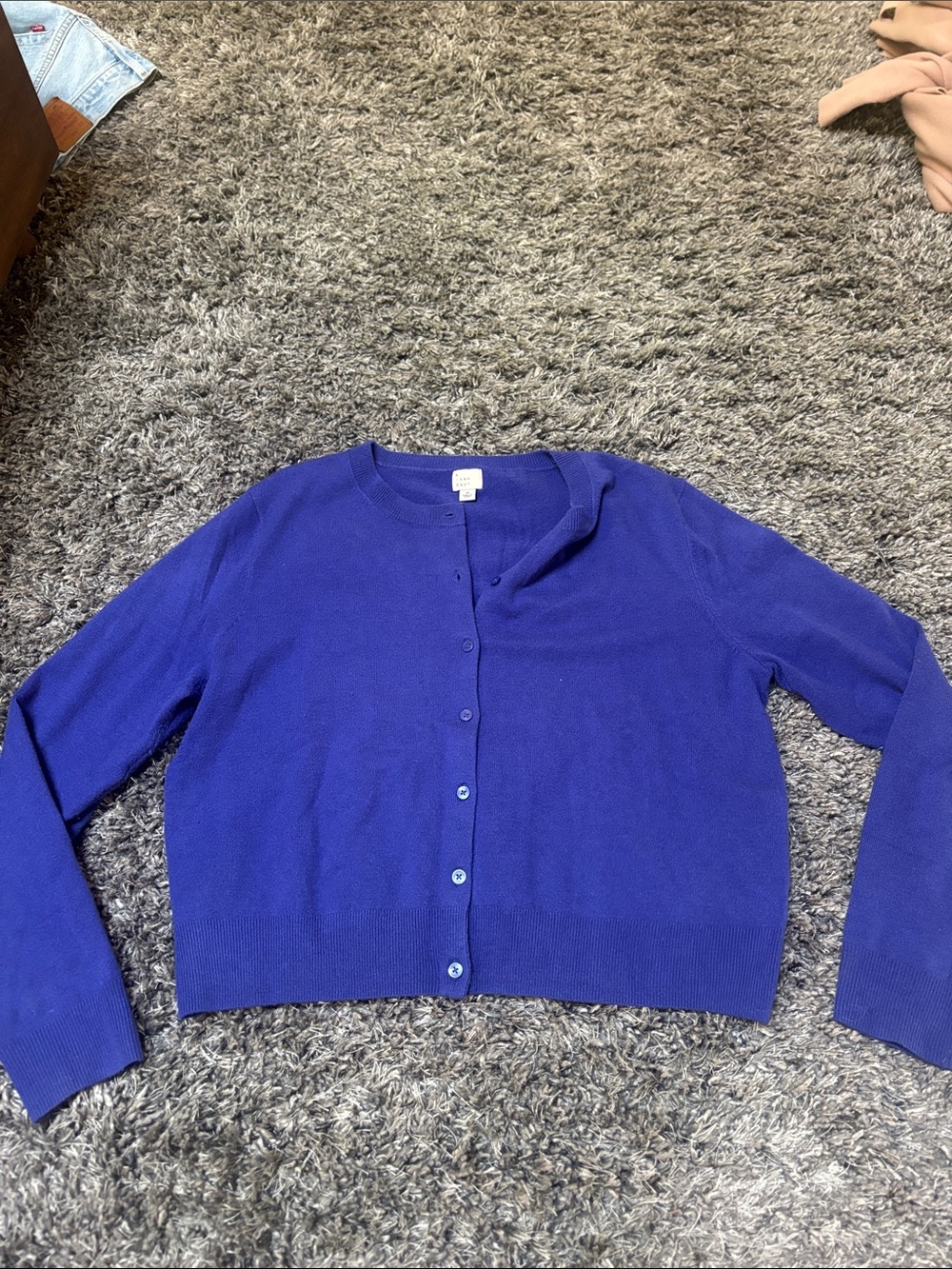 a new day Royal Blue Button-Front Crewneck Cardigan
